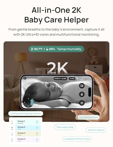 Image of Dr.Care LumiView Plus Smart WiFi Baby Monitor with Clip Mount - 5.5 inch 1080P Split Screen & 2K Camera, Privacy Mode, Cry & Motion Alerts, 5000mAh Removable Battery, RGB Night Light, HD Night Vision