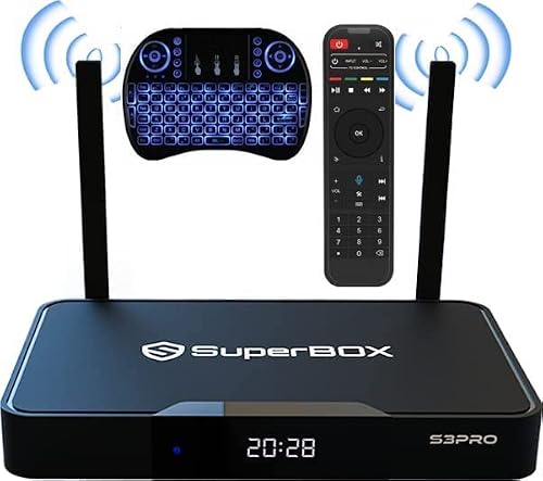 Super Box S3 Pro, S3Pro 2023, Combo Bundle, 2 Hdmi, 1 Voice And 1 Full Keyboard Remote, (Comes With Easy Detailed Install Instructions, Great Customer Support) #TOP1