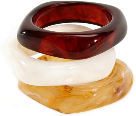 アクセサリー Rusty Thought FOLDS BANGLE LONG Acrylic Chunky Bangle Bracelets for Women, Irregular Punk Acrylic
