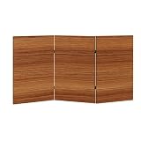2 Ft Room Divider Screen Teak Wood Portable Short Canvas Folding Screen 3 Panel Freestanding Separator Privacy Partition Indoor Home Office