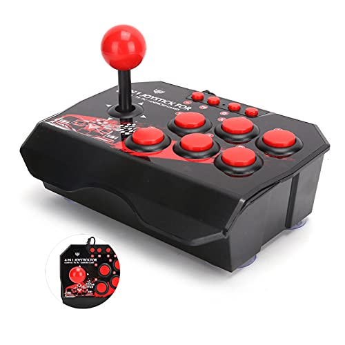 Kavolet Fight Stick Joystick con Cable Funcionamiento Suave para PS3 Switch PC Esquema de Color Clásico Rojo Negro