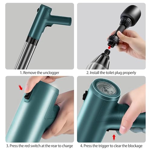 Image of Electric Toilet Plunger,3 Head High Pressure Toilet Unclogging Tool,Multi-Functional Toilet Plunger Clog Remover, Toilet Clog Remover Heavy Duty for Bathrooms, Floors, Kitchens