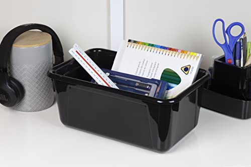 Image of Storex Small Cubby Bin, 7.8 x 12.2 x 5.1 Inches, Black, 5-Pack (62466E05C)