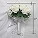 LEIFENY Wedding Bouquets for Bride, White Bridal Bridesmaid Wedding Flowers with Silk Ribbon and Rhinestones, Artificial Toss Rose for Civil Ceremony