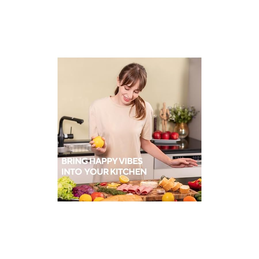 KAIYO Teak Wood Cutting Board in size 1,5 x 15 x 20 inches, Unique Beauty, Large Wood Cutting Board with Deep Juice Groove, Charcuterie Cheese Board