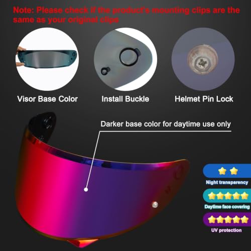 Image of PSLER Shatterproof Motorcycle Helmet Visor for HJ-34P C10,Deep Purplish Red | Impact-Resistant,UV400 Protection, Motorcycle Tinted Face Shield for HJ-34P C10,Visor Replacement