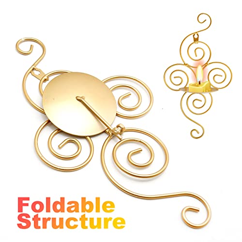 Iron Wall Candle Sconce Holder Set Of 2 Hanging Wall Mounted Pillar Candle Sconces Holder, Wall Sconces Decor For Bedroom Dining Room, For Indoor Decoration, Weddings, Event, Gold #TOP3