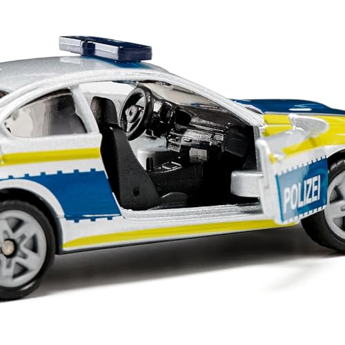 siku 1532, BMW M3 Coupé Polizei, Metall/Kunststoff, Silber, Spielzeugauto für Kinder, Öffenbare Türen