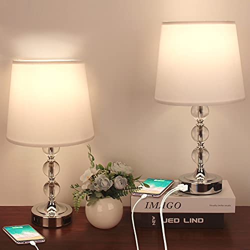 Best Promo Table Lamps Set of 2, Bedside Lamps for bedrooms Set of 2 with 2 USB Ports, 3 Way Dimmable Touch Control Nightstand Lamps for Bedroom Living Room, 2700K 9W Bulb Included(Silver).…