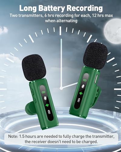 Image of USB C Wireless Lavalier Microphone for iPhone, iPad & Android Phone, Green