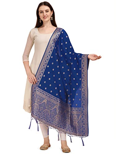 Image of DEVANGI Women's Woven Banarasi Silk Dupatta /Chunni For Women, Floral Print 1 Meter Wide and 2.3 Meter Length Printed Designer Dupatta /Chunni For Girls