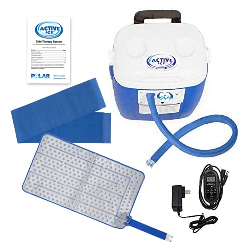 Polar Active Ice 3.0 Cold Therapy Ice Machine System w/Programmable Timer, Extended Coverage Back, Hip and Limb Compression Pad, 16 Quart Cooler, Quiet Pump, Strong Cryotherapy Pain Relief Treatment