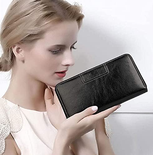 Image of Contacts Wristlet Wallets for Women with RFID Protection | Ladies Leather Clutch /Wallet | Large Capacity Zipper Purse /Card Holder Organizer for Women (Black)