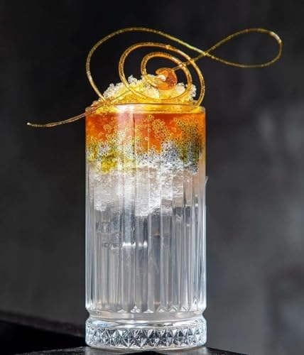 Image of Italian Premium Juice and Water Glasses Set of 6 Transparent, 280 ml, Drinking Water Glasses Stylish and Crystal Highball for Water, Juice and Cocktails (11 lon,.6 6)