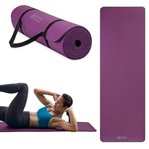 Gaiam Gaiam Essentials 2/5″ Thick (10mm) Yoga & Pilates, Fitness & Exercise Mat with Easy-Cinch Carrier Strap Cusion Support For Fitness and Gym Workouts