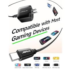 Jsaux 65w usb c charger for nintendo switch 2 tv mode power supply with euuk plugs and 2m cable gan pd fast charging for steam deck rog ally galaxy pixel iphone 1516 macbook ipad