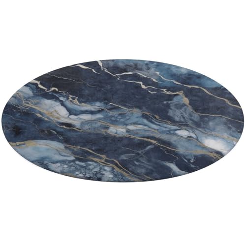 Round Rug Luxury Coral Velvet Bathroom Marble Navy Blue Mixed