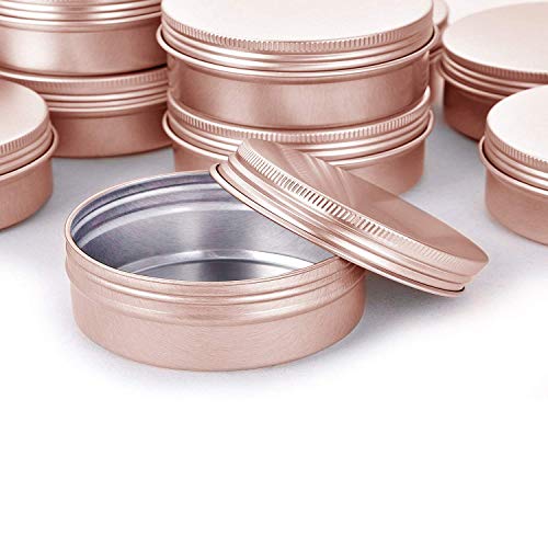 1 Ounce Aluminum Tin Jar Refillable Containers 30Ml Aluminum Screw Lid Round Tin Container Bottle For Cosmetic, Lip Balm, Cream, 20 Pcs Rose Gold #TOP5