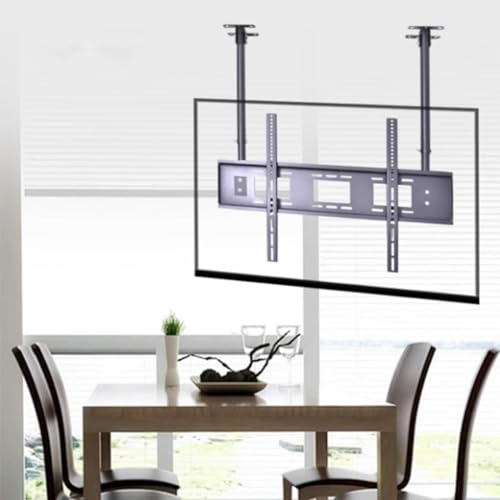 Support TV plafond réglable double barre pour sécuriser et suspendre un grand écran 55 à 86 pouces