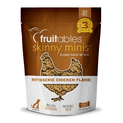 Fruitables Skinny Mini Dog Treats | Healthy Treats for Dogs | Low Calorie Training Treats | Free of Wheat, Corn and Soy | Rotisserie Chicken | 5 Ounces