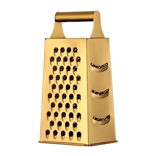 Large Stainless Steel 4 Sides Grater Slicer with Handle, Multifunctional Cutter Planing for Ginger, Garlic, Cucumbers, Carrots, Cheese, Potato, Ergonomic Design Kitchen Gadgets Accessories Gold