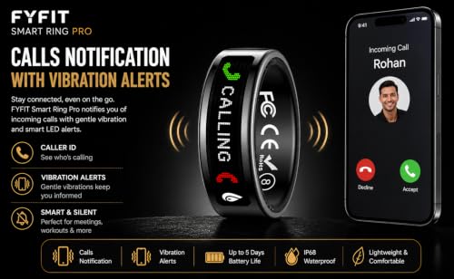 Image of Smart Ring Pro | Buy Sizing Kit First | Caller Notifications & Vibration Alerts | Built-in LED Display | Sleep Tracker, Heart Rate, HRV & SPO₂ | Sports Modes | Gesture Control | Gold | Size 9