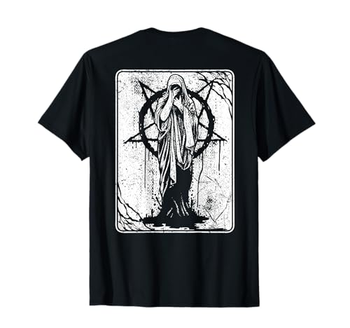 Backprint Okkult Dark Art 666 Pentagram Antichrist Satanic T-Shirt