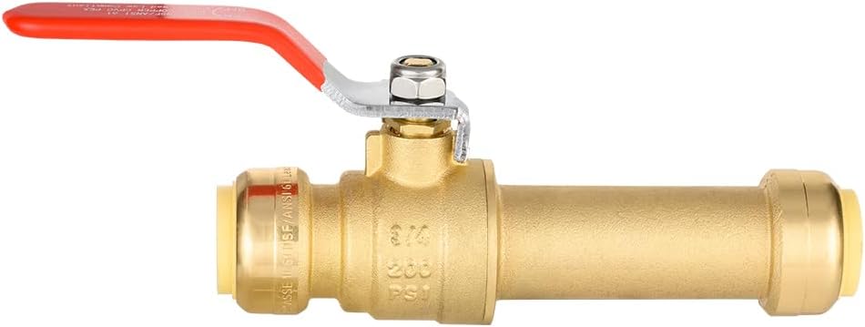EFIELD 3/4 Inch Slip Brass Ball Valve, Push-to-Connect Plumbing Fittings to Connect PEX, Copper, CPVC, PE-RT, With A Disconnect Clip,(PF-VALVE077)