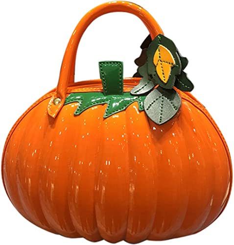 QZUnique Pumpkin Shoulder Bag 3D Glossy PU Purses Halloween Novelty Crossbody Bag holiday Party Gift Candy Bag