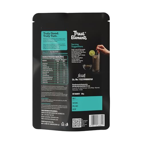 Image of True Elements Chia Seeds 100g - Seeds for Eating | Seeds for Weight Management | Rich in Calcium, Protein & Fibre