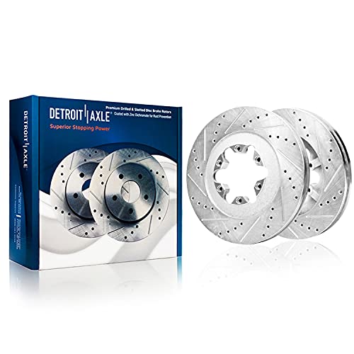 Image of Detroit Axle - Front Brake Rotors for 2009-2012 Chevrolet Colorado GMC Canyon Drilled & Slotted Brake Rotors 2010 2011 Replacement Brakes and Rotors