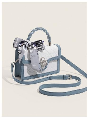 Image of Verdusa Women's Vintage Crossbody Bags Top Handle Square Flap Satchel Purses with Ribbon