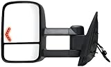 K Source Driver Side Extendable Towing Mirror For 2007 - 2014 Avalanche, Silverado/Sierra Pick-Up/Hybrid Full Size, Suburban, Tahoe, Yukon. Textured Black, Heated Power, LED Arrow Signal, Dual Lens, Foldaway