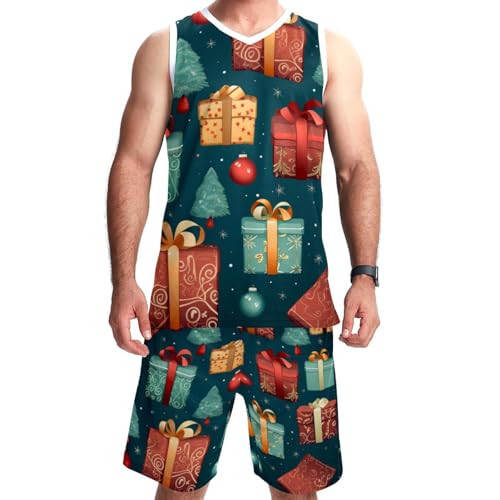 Combinaison de basket-ball pour homme avec poches ensemble de sport imprimé sapins de Noël taille 5XL