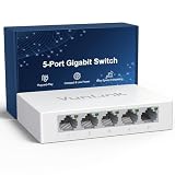 5 Port Gigabit Ethernet Switch – VunLink Unmanaged Network Switch Hub, Desktop Ethernet Splitter, Fanless & Energy Efficient, High-Speed Connection for Home, Office, NAS, Gaming