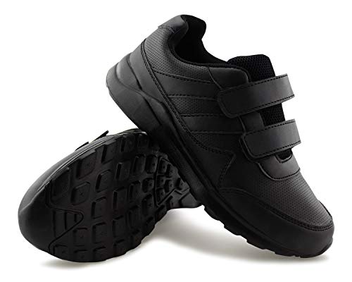 JABASIC Kids Black/White Hook and Loop School Uniform Sneaker4