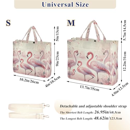 Emelivor Flamingos Flowers Tote Bag for Women Shoulder Teacher Crossbody Beach Bag for Office Travel College Holiday S4