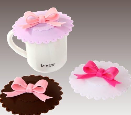 Funny-home Fashion Lovely Bow Lidhermal Coffee Tumbler Leakproof Silicone Cup Lid Cover (Random Color)