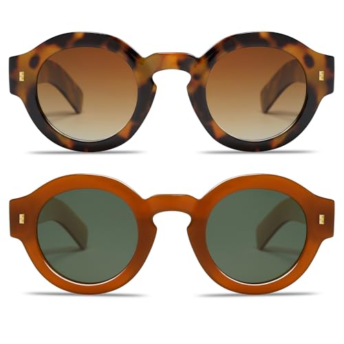 Image of VANLINKER Vintage Round Polarized Sunglasses for Women Men Trendy Shades Retro Circle Sun Glasses VL9743