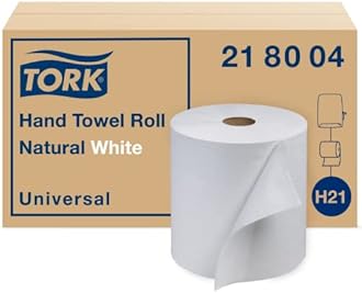Tork 218004 Universal Paper Hand Towel Roll, 1-Ply, 7.875" Width x 800' Length, Natural White (Case of 6 Rolls, 800 Feet per Roll, 4,800 Feet per Case)