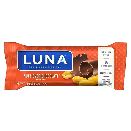LUNA Bar - Nutz Over Chocolate Flavor - Snack Bars - Non-GMO - Gluten-Free Protein Bars - Made with Organic Oats (1 Count)