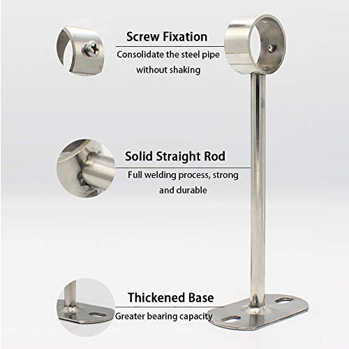 Mdurian 4 Pezzi Staffa di Montaggio a soffitto Inox Supporto Supporto per Tubo Guardaroba Bastone per Tende per Appendere i Vestiti - Image 3