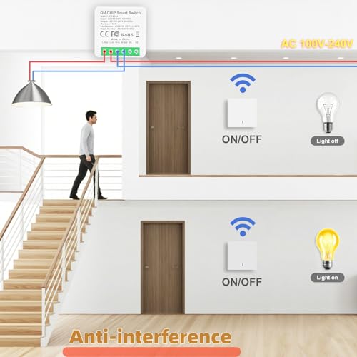 Interruptor inalámbrico 220V 16A 3000W receptor RF y transmisor panel de pared 3