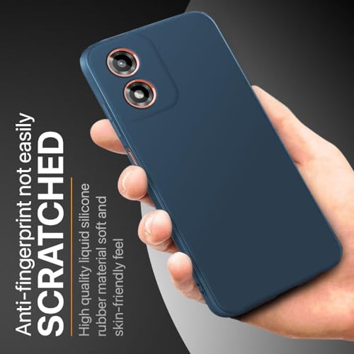 Image of WOW IMAGINE Back Cover for Motorola Moto G04 | Moto G04s | Ultra Slim Soft Rubberised Case | Inner Velvet Fabric Lining | Matte Silicone Flexible Mobile Case | Camera Protection - Blue