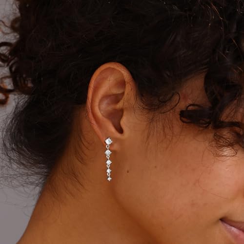 Silver Earrings for Women,Dainty Dangle Earrings Silver Plated Drop Earrings for Women Trendy Hypoallergenic CZ Stud Earrings Wedding Pearl Earrings Dangling Cute Small Hoop Earrings Jewelry 5