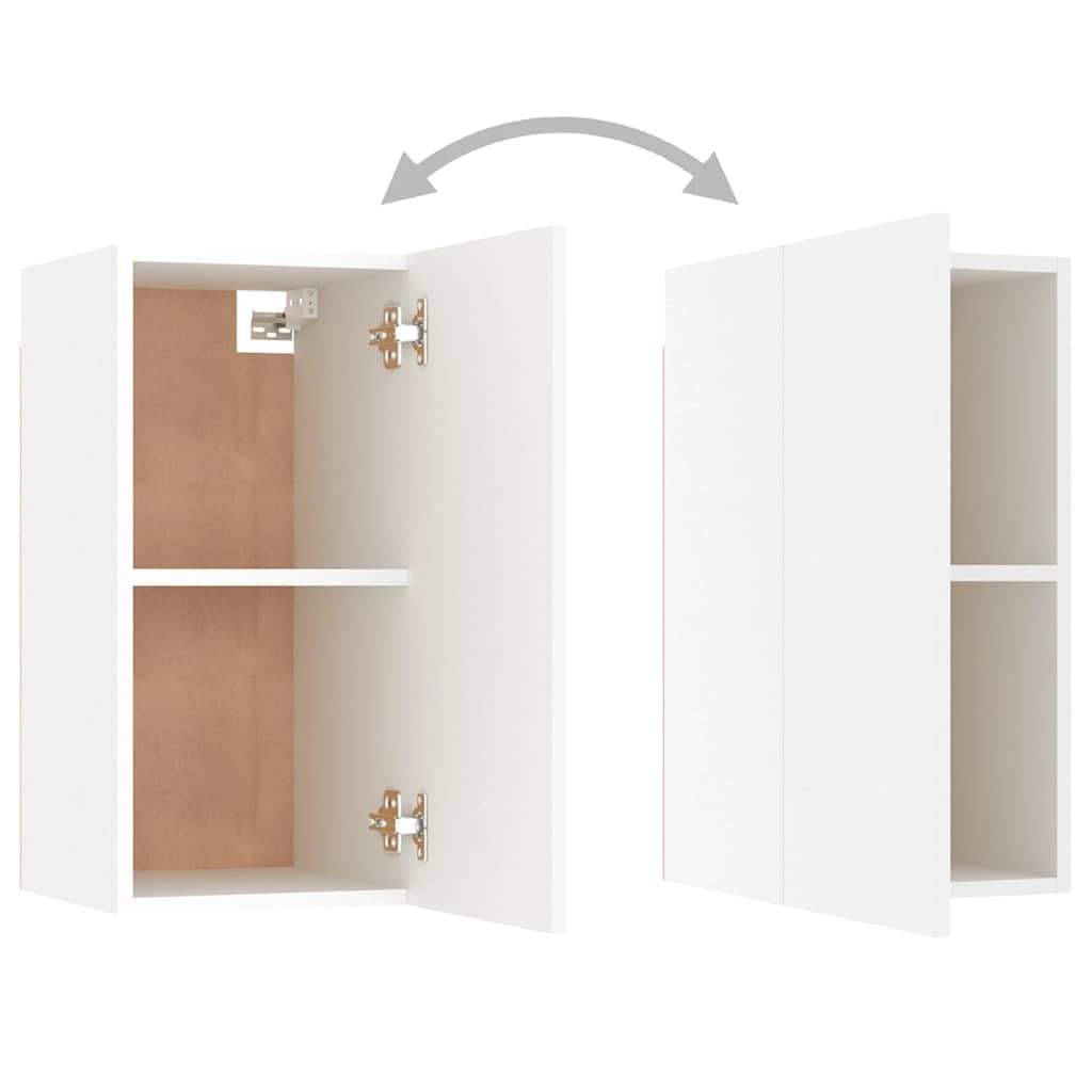7-TLG. TV-Schrank-Set, Weiß Holzwerkstoff, Wandmontage, Modernes Media-Center für Wohnzimmer und Schlafzimmer, Viel Stauraum für DVDs und Bücher