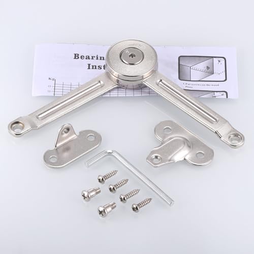 JIZZU 2 Stück Softclose Deckelstützscharniere Satin Nickel Klappscharnier Support 18kg, Klappdeckel der Schrankstütze,mit Schrauben und Inbusschlüssel für Küchentür, Kleiderschrank