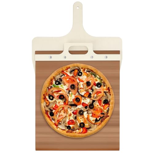 Schuifbare pizzaschep, [2026 NIEUW] pizzaschieber, schuif pizzaschep, pizza slider die de perfecte pizza overbrengt (55 * 30) (50 * 30)