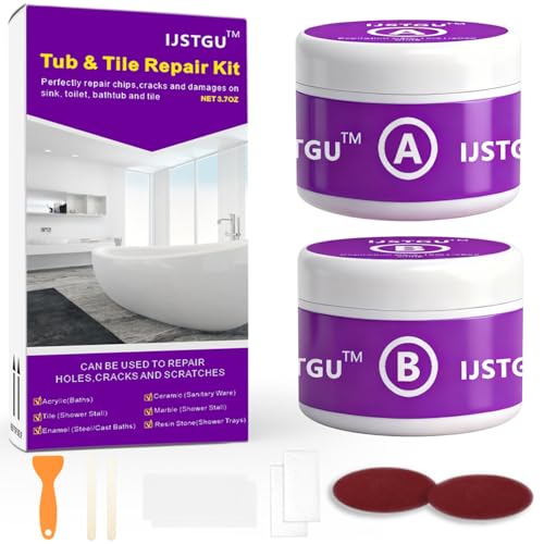Tub Repair Kit White,Porcelain Sink Repair Kit,Firmly Bond Chip & Crack on Porcelain, Ceramic, Enamel, Tile Toilet and Shower Bath Repair Kit, Repair Cracks, Fragments, Holes and pits