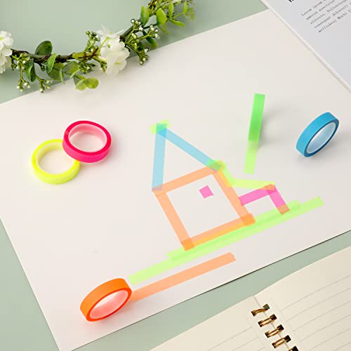 5 Rolls Highlighter Tape Removable Fluorescent Neon Tapes Washi Tape Set Fluorescent Highlighters Colored Transparent Tape Page Markers For Teachers Students Reading Home Office (0.3Inch X 16.4Ft) #TOP6